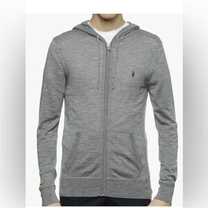 All Saints Mode Merino Wool Gray Zip-Up Men's Sweater